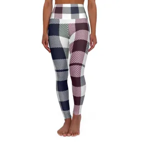 Womens High-waist Fitness Legging Yoga Pants - Multicolor Plaid