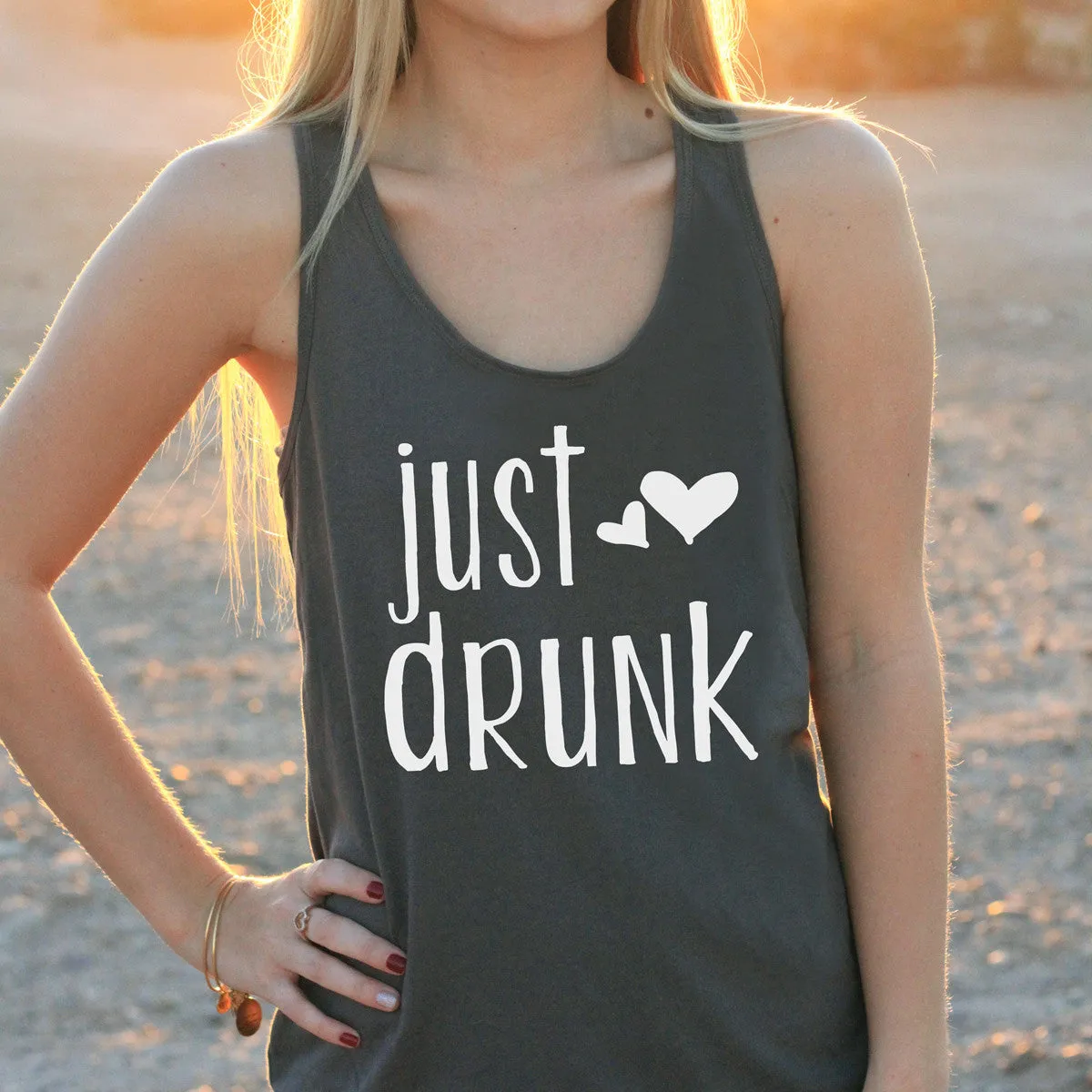 Women's Razor Back Tank Top "Just Drunk"